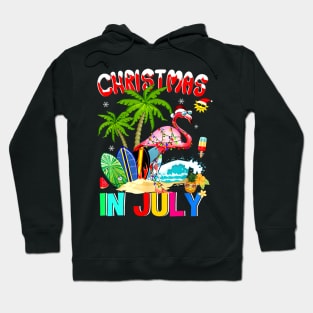 Christmas in July Pink Flamingo Funny Xmas Men Women Kids Hoodie